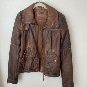 Zara Brown Faux Leather Motto Jacket